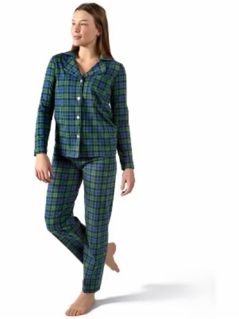 Wondershop Womens XS Green and Blue Plaid Pajama Set